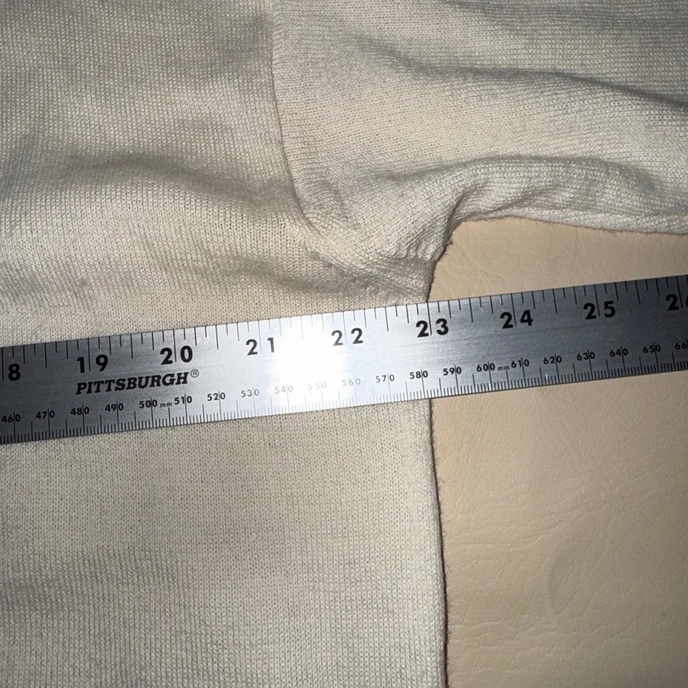 Vintage Italian Made Mens Wool blend Cream Mock Neck Long Sleeve Sweater Knit L